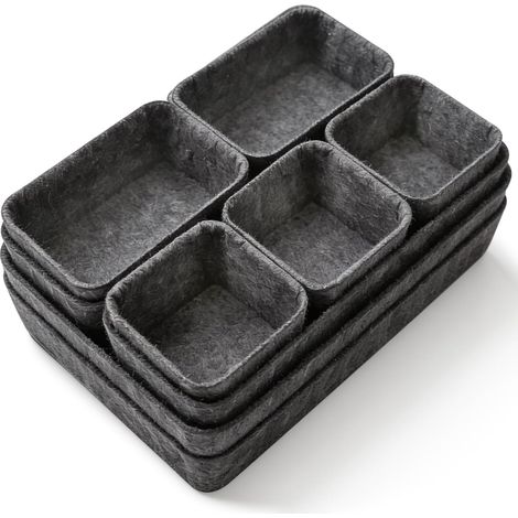 Lot de 8 Tiroirs Rangement Feutre, 4 Tailles, Cuisine, Bureau, Chaussettes, Sous-Vêtement, Complet, Compact (1/5)