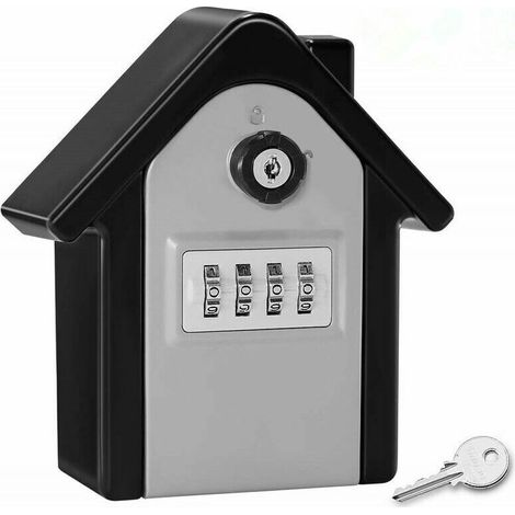 Boite a Cle Securisee Mural Boite a Clé avec Code Numérique &amp Clés urgence, Grand Key Safe Box Format XL Coffre a Clef Extérieur pour Maison, Bureau, Usine, Garages (Noir), (1/5)
