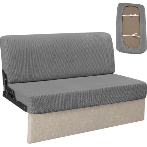 Housse de protection élastique grise pour canapé-lit de caravane (1/5)
