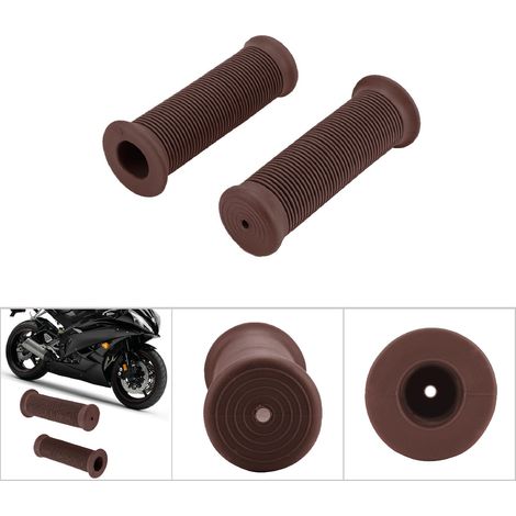 2 Pièces Poignées Universelles 22mm pour Guidon Moto Vintage, Manette des Gaz et Embouts (Rouge Brun) (1/5)