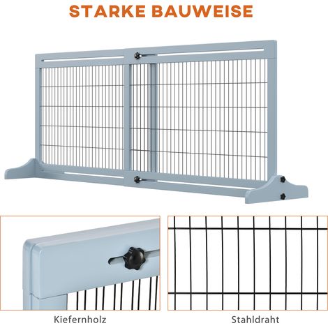 Barrière de sécurité pour chien, barrière de sécurité pour escalier, 180 cm de haut, hauteur réglable, gris-bleu et noir (1/5)