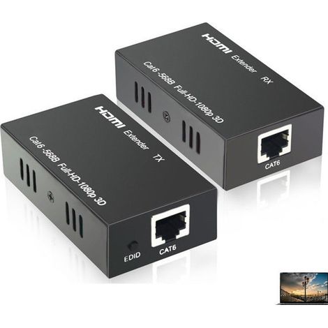 TrAdE Shop Traesio - Hdmi Extender Ethernet Cavo Di Rete Lan Over Cat6 60 Metri Hdmi 3d Fullhd 1080p - (1/5)