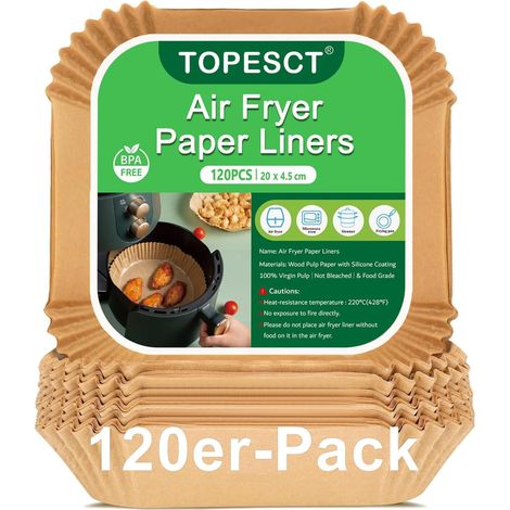 Lot de 120 papiers sulfurisés, 20 cm, résistant à l'huile, imperméable, qualité alimentaire, pour friteuse à air chaud