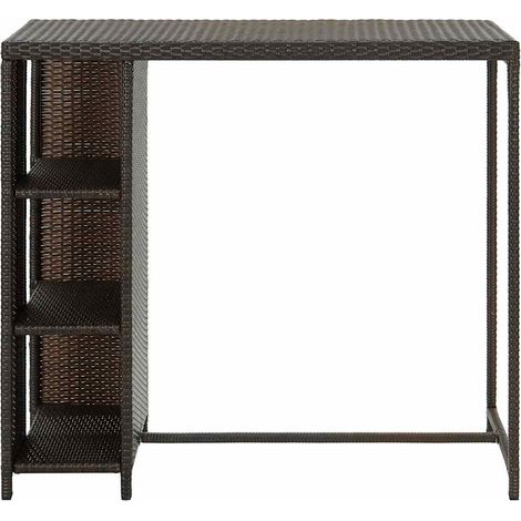 Maison Exclusive - Tavolo da Bar con Ripiani Marrone 120x60x110 cm in Polyrattan (1/5)