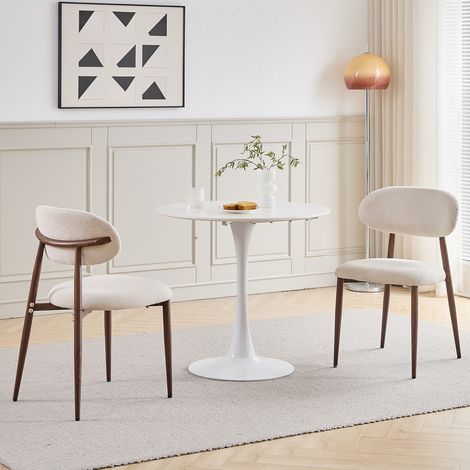 Wokaka Lot de 2 chaises - Chaise en Lin et salle à manger - style scandinave minimaliste - pour le salon et la cuisine - Marron (1/5)