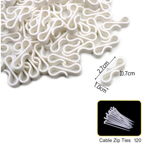 120 fixations blanches et 120 crochets en forme de 8, spécialement conçus pour le rangement et la décoration des câbles électriques (1/4)