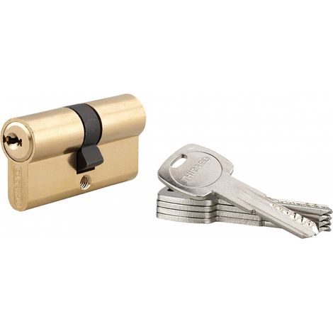 Cilindro europeo TRAFIC 6 doppia entrata 30 x 30 mm, ottone, anti-perforazione, anti-rottura, 5 chiavi piatte – THIRARD (1/5)