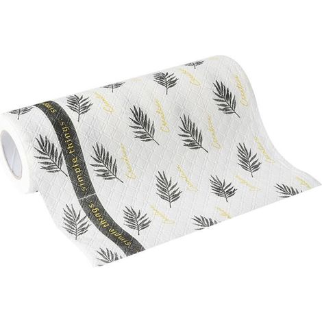 Serviettes de cuisine, Design feuille, 8.2 x 8.2 x 25 cm, Blanc / Gris, accessoire de cuisine pratique (1/4)
