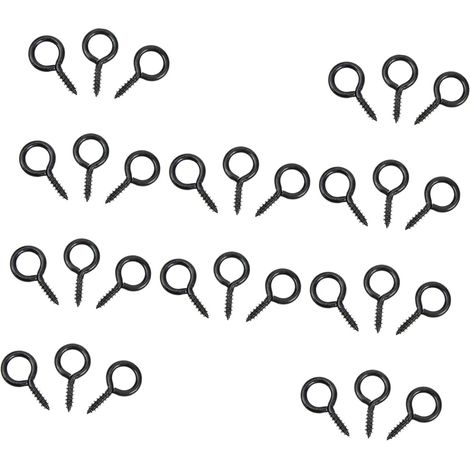 30 crochets à œillet noir fer pour fixation et suspension (1/5)