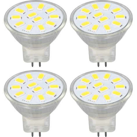 4 pièces/ensemble MR11 LED ampoule Spot avec double Base d'aiguille 360 ° Dissipation thermique 3W 12 LED ampoule blanc chaud (1/5)
