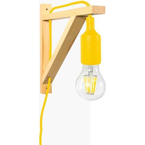 Aplique De Pared Nórdico "YOJO" -Escuadra De Madera Y