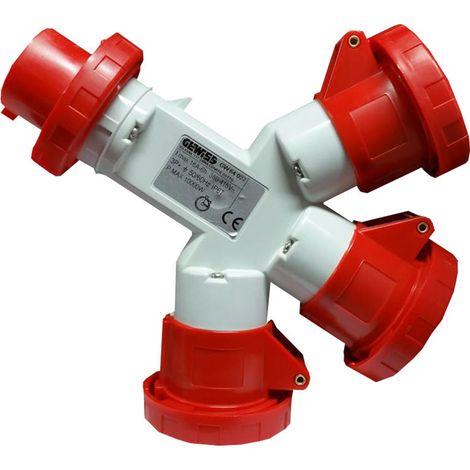 Moltiplicatore Mobile 3 Uscite IP67 1 Spina 16A 3 Prese 3P+T 400V Rosso (1/3)