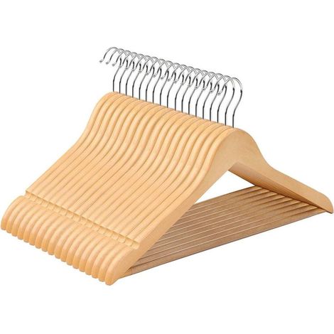 Set 50 grucce in legno massello con tacche e barra porta ganci girevole antiscivolo lunghezza 44,5 cm 120003396