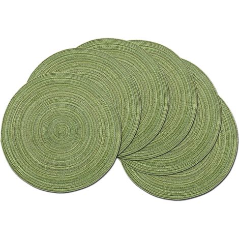 Set de Table Rond - Coton Tressé - 38 x 38 cm - Résistant à la Chaleur - Lavable en Machine - Pour Mariage Noël Fête - Lot de 6 (1/5)