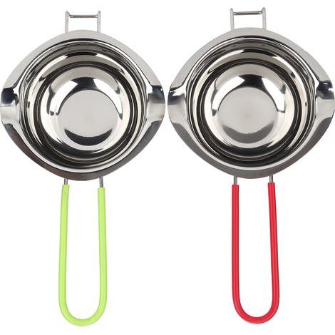 2 Pièces 400ml Pot de Fusion Acier Inoxydable pour Beurre Chocolat Fromage Ustensile Cuisine (Vert Rouge) (1/5)