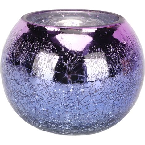 Bougeoir en verre texturé fait main, dégradé de violet, une décoration de table chaleureuse et romantique. (1/5)