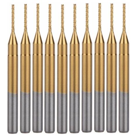 Jeu de 10 fraises et outils de tournage CNC, 0,8 mm, revêtement titane (1/4)