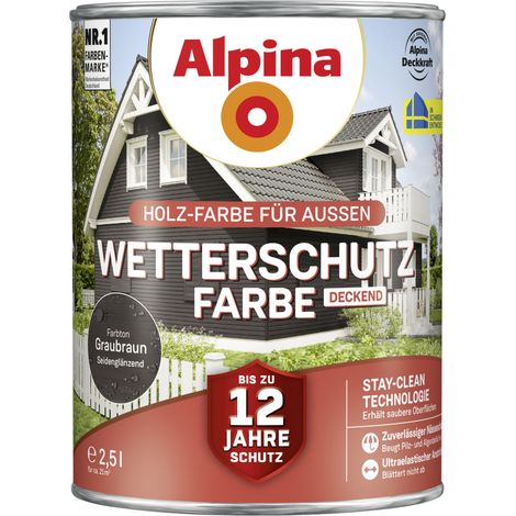 Alpina Wetterschutzfarbe 2,5 L graubraun Holzschutzfarbe