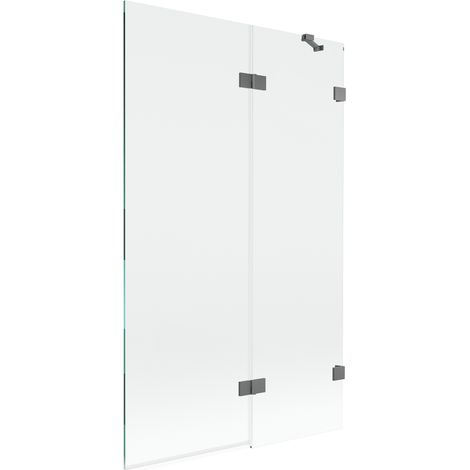 Paroi de baignoire 2 vantaux droit Mexen Lunar 110 x 150 cm, transparent, métal canon - 897-110-100-95-00-P (1/5)