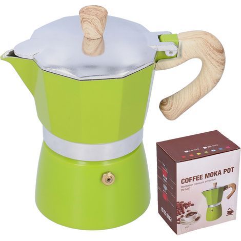 Cafetière Moka 150 ml pour plaque à gaz et réchaud à éthanol, bouilloire à café verte, cafetière italienne de table (1/5)
