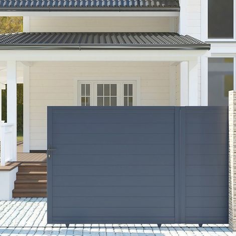 Portail coulissant aluminium anthracite 350x158 cm X-Metal (1/5)