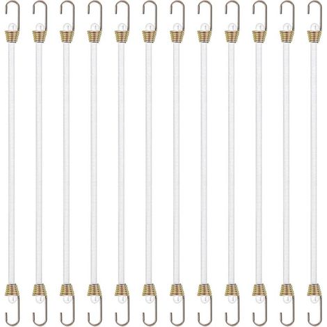 Lot de 12 Cordes Élastiques en Caoutchouc Blanc 26 cm - Sangles de Rangement pour Camping, Fixation Bagages, Voiture, Cargo et Activités Plein Air (1/5)