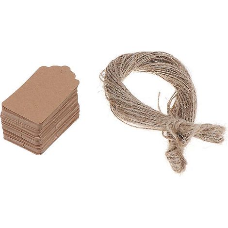 100 étiquettes de prix vierges en papier kraft pour bijoux, avec ficelle de 20 m - FFY (1/4)