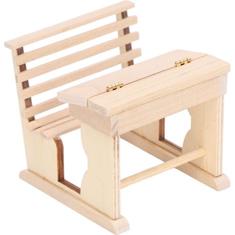 Bureau d'écolier miniature pour maison de poupée, échelle 1:12, petite table et chaise en bois de bouleau pour chambre d'enfant, bibliothèque, école, maison de poupée. (1/5)
