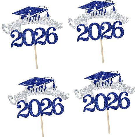 Decorazioni per torta di laurea - blu e argento