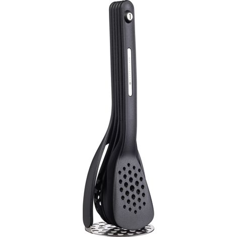 Kitchencraft Masterclass Smart space Nesting magnetic plastic/silicone kitchen utensils de, 9 x 9 x 30 cm (3.5" x 3.5" x 12") (5 Stück), schwarz, 1 x 1 x 1 x 1 cm (1 x 1 x 1 cm)