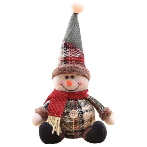QORVA-Décorations de Noël, peluches bonhomme de neige et Père Noël, cadeaux pour une fête de Noël avec cheminée. (1/4)