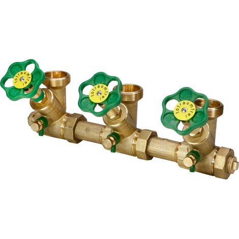 Schlösser ATV-Verteiler mit nichtsteigender Spindel, 3-fach, DN 25, Eingang 1", oberer Ausgang 1 1/2"