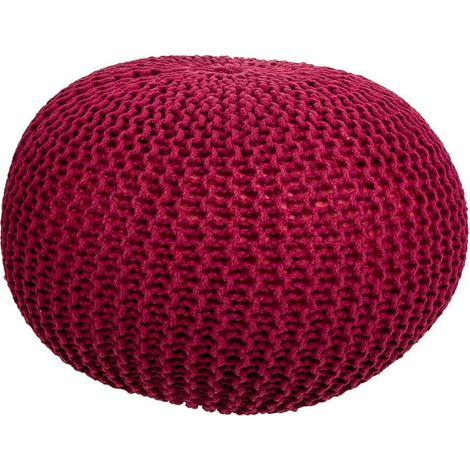 Pouf coton rouge bordeaux confortable pour salon moderne - bordeaux profond (1/4)