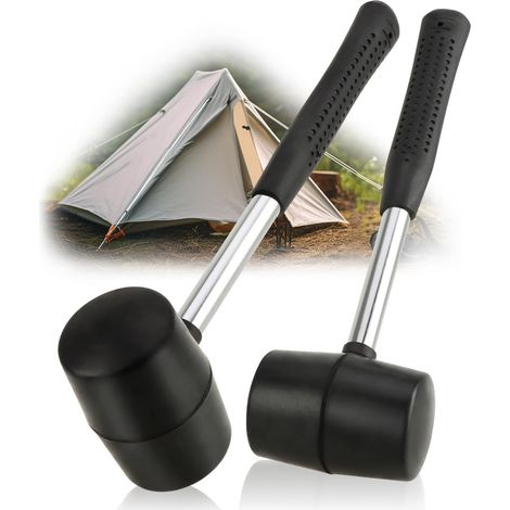 Lot de 2 marteaux en Caoutchouc 590 g Maillets à tête souple avec manche antidérapant pour camping tente et bricolage (1/4)