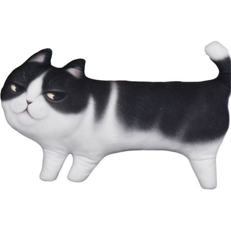 Coussin d'oreiller de chat 3D, jouet en-chat à dos noir 27X16 (1/5)