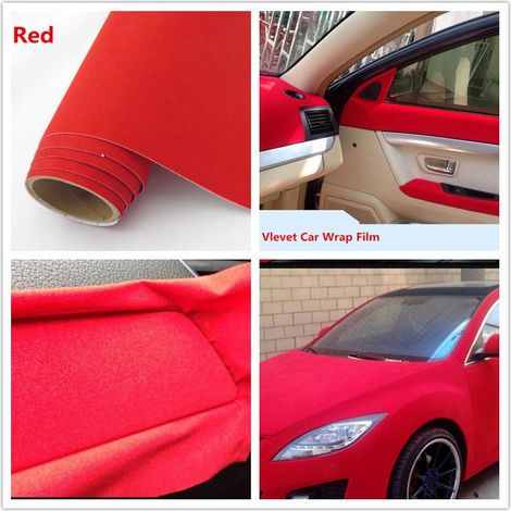 Nastro pellicola adesiva in velluto rosso wrapping per tuning e decorazione - Misura: 25mm x 2 Metri (1/5)