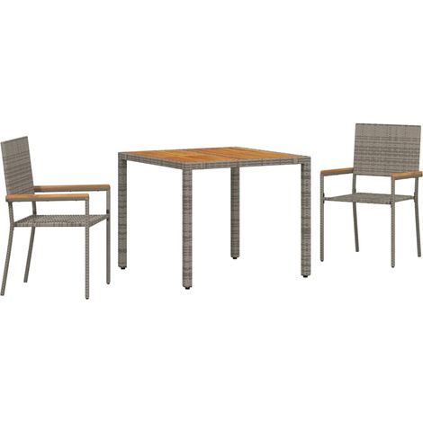 Maison Exclusive - Garten Essgruppe 3 pcs Grau Poly-Rattan