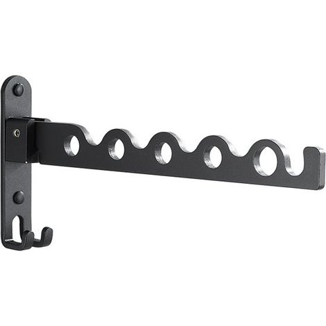 Cintre mural pliable en acier inoxydable, crochet à vêtements, support pour séchage du linge, gain de place, noir (1/5)