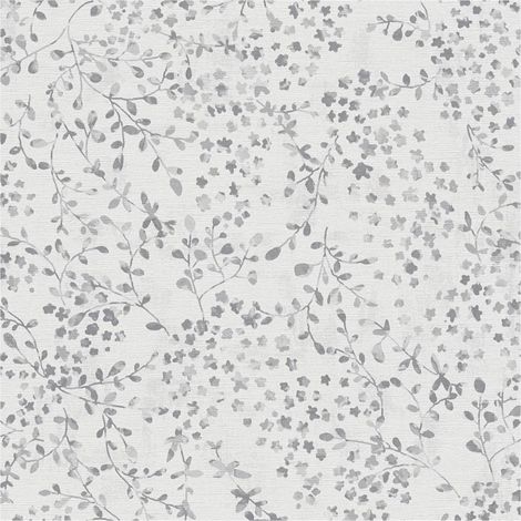 Flowers wallcovering wall Profhome 397474 hot embossed non-woven wallpaper slightly textured with floral ornaments matt grey white silver 5.33 m2 (1/5)