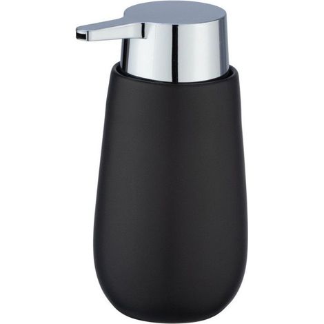 WENKO Seifenspender Badi Schwarz Keramik, 320 ml, Schwarz, Keramik schwarz