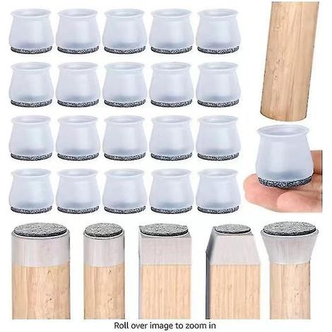 Starlight-Stuhlgleiter, 20 Stück Stuhlbeinschoner, Stuhlpolster, transparente Silikon-Bodenschoner für Stuhlbeine mit Filzgleitern, für Hartholzböden und mehr. (1/5)