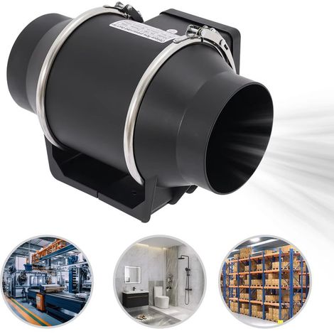 Ventilateur d’extraction silencieux 220V pour conduit d’aération, 2600 tr/min, débit 220 m³/h, pour cuisine, salle de bain et WC – Noir (1/5)