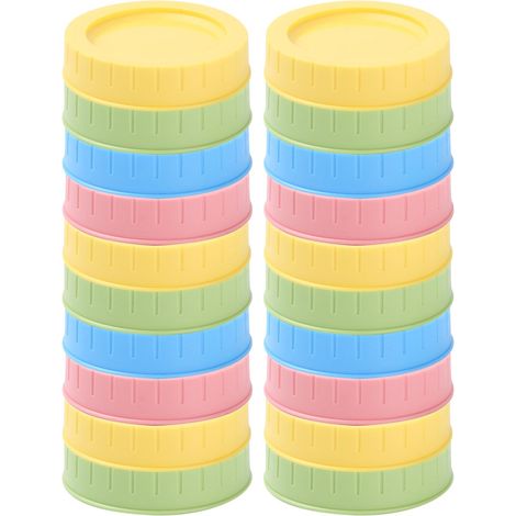 Lot de 20 Couvercle, Plastique alimentaire, Joint étanche, Sans BPA, Résistant 115°C, Pour bocal Mason (1/5)