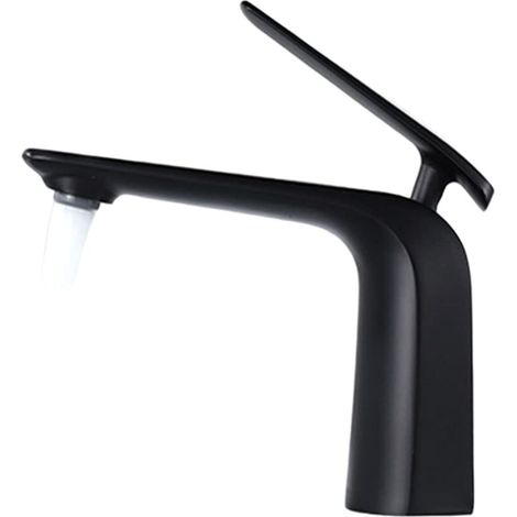 royaluxe -Robinet de lavabo de salle de bains noir, robinet de lavabo de salle de bains noir mat, robinet de lavabo à poignée unique 1 trou pour mitig de salle de bains (1/2)