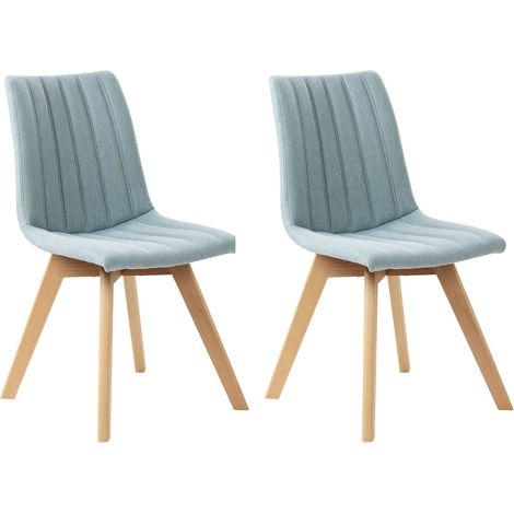 Set di 2 Sedie da Pranzo Tessuto azzurro e Gambe in Legno Calgary
