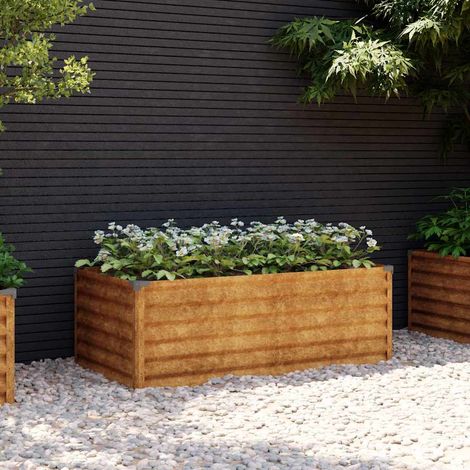 Jardinière surélevée-Pot de fleur-Bac à fleurs 100x50x36 cm Acier Corten (1/5)