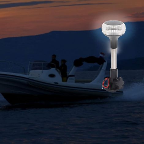 Feu de mouillage omnidirectionnel pliable de 23 cm (9 pouces) USCG 2NM, 12-24 V CC, 3 W, LED, avec base détachable, tige standard à 2 broches, étanchéité IP65 (1/5)