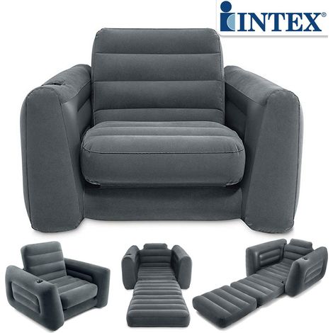 Ausziehbarer Sessel 117x224x66 cm Dunkelgrau INTEX