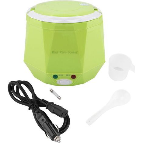 Cuiseur à riz et vapeur portable 12 V – 100 W, capacité 1,3 L, vert, pour voiture ou camping