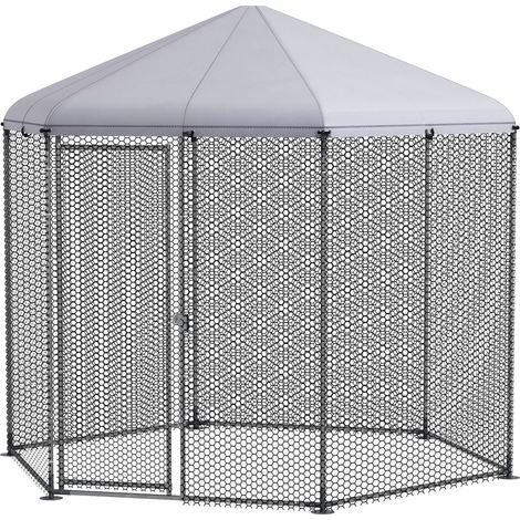 Enclos poulailler extérieur 5 m² parc grillagé dim. 2,8L x 2,45l x 2,46H - espace couvert - 5/8 poules (1/5)